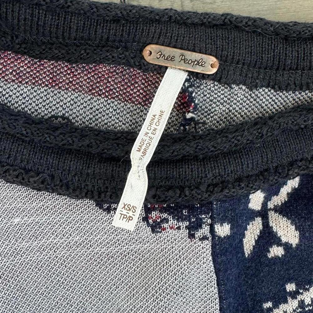 Free People Patchwork Pattern Paisley Poncho Swea… - image 4